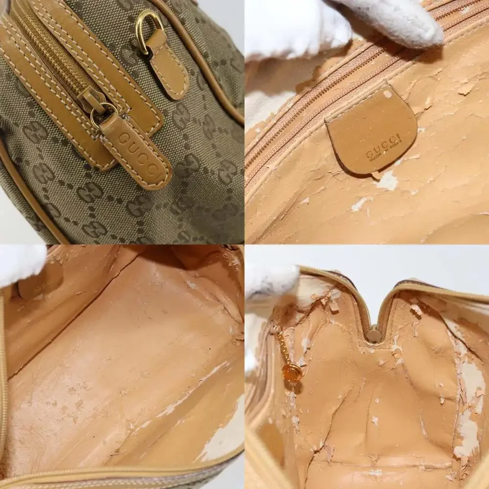GUCCI GG Canvas Boston Bag Beige Gold